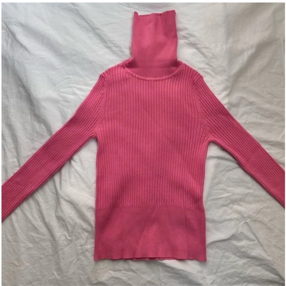 Zara Pink Ribbed Turtleneck Top - Picture 3 of 3